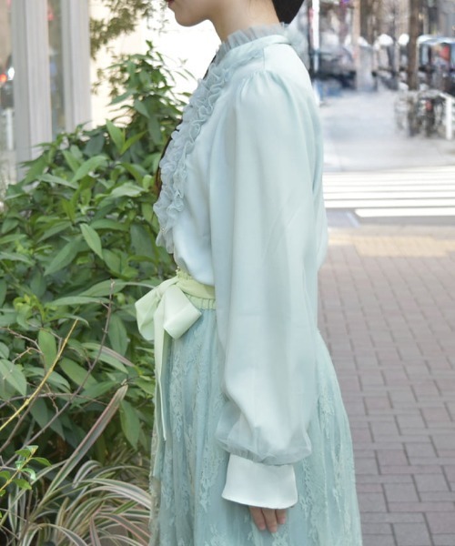 axes femme(アクシーズファム)の「チュールフリルハイネックブラウス(シャツ/ブラウス・レディース・ブラック/ミント/ホワイト・FREE)」の5枚目の写真