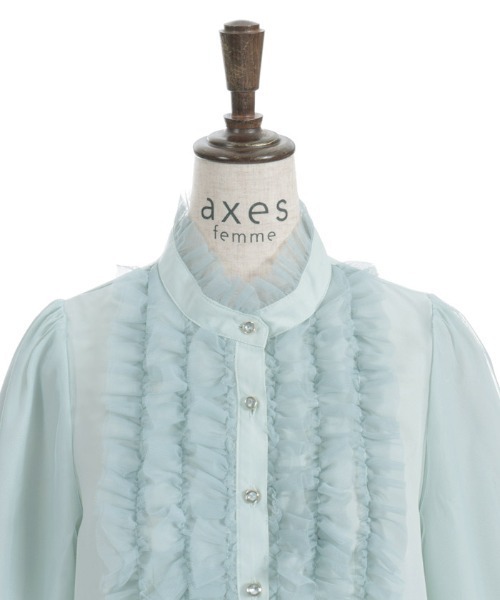 axes femme(アクシーズファム)の「チュールフリルハイネックブラウス(シャツ/ブラウス・レディース・ブラック/ミント/ホワイト・FREE)」の10枚目の写真