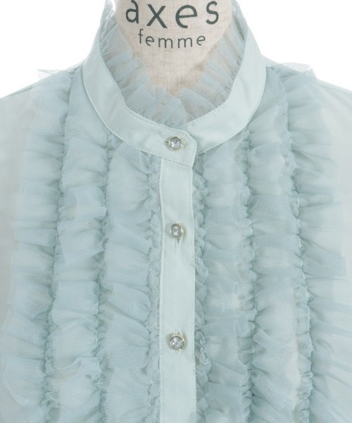 axes femme(アクシーズファム)の「チュールフリルハイネックブラウス(シャツ/ブラウス・レディース・ブラック/ミント/ホワイト・FREE)」の12枚目の写真