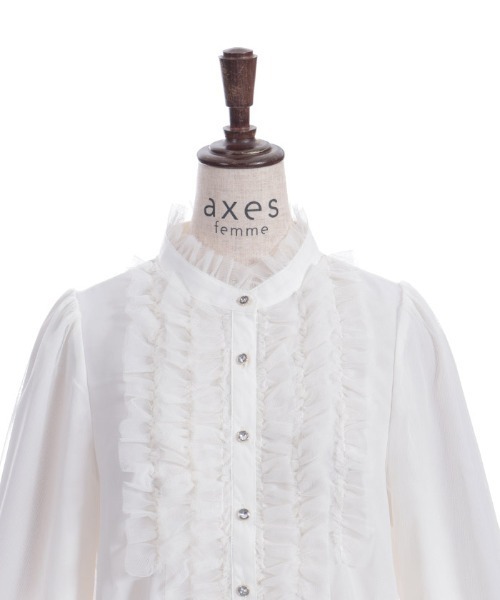 axes femme(アクシーズファム)の「チュールフリルハイネックブラウス(シャツ/ブラウス・レディース・ブラック/ミント/ホワイト・FREE)」の19枚目の写真
