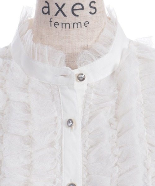 axes femme(アクシーズファム)の「チュールフリルハイネックブラウス(シャツ/ブラウス・レディース・ブラック/ミント/ホワイト・FREE)」の21枚目の写真