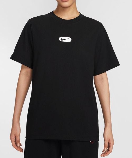 NIKE（ナイキ）の「ナイキ NIKE ナイキ NSW クラブ S/S Tシャツ OC スウッシュ（Tシャツ/カットソー・レディース・ブラック/ホワイト・M/L）」の4枚目の写真