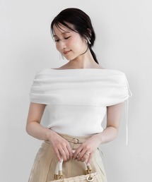 RANDA | ギャザーリボンオフショルニット(ニット/セーター)