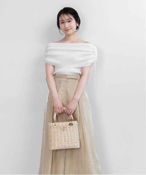 RANDA（ランダ）の「ギャザーリボンオフショルニット（ニット/セーター・レディース・ホワイト/ラベンダー/グレー/ブラック・FREE）」の21枚目の写真