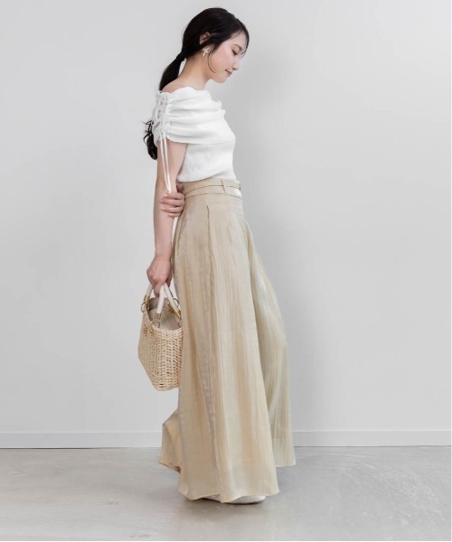 RANDA（ランダ）の「ギャザーリボンオフショルニット（ニット/セーター・レディース・ホワイト/ラベンダー/グレー/ブラック・FREE）」の22枚目の写真