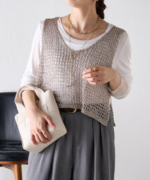 Jena espace merveilleux | 【簡単にコーデが映える】メタリックヤーンベスト(ニット/セーター)