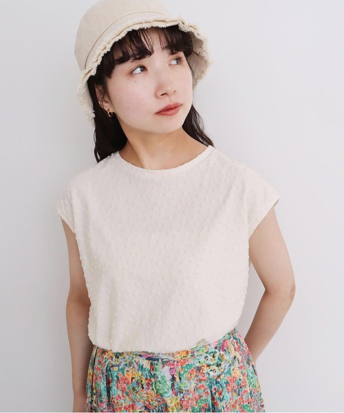 l'atelier du savon（アトリエドサボン）の「_小ドットパイル  フレンチT（Tシャツ/カットソー・レディース・サックスブルー/ブラック/オフホワイト・FREE）」の2枚目の写真