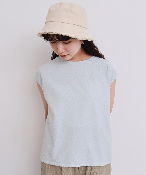 l'atelier du savon（アトリエドサボン）の「_小ドットパイル  フレンチT（Tシャツ/カットソー・レディース・サックスブルー/ブラック/オフホワイト・FREE）」の6枚目の写真