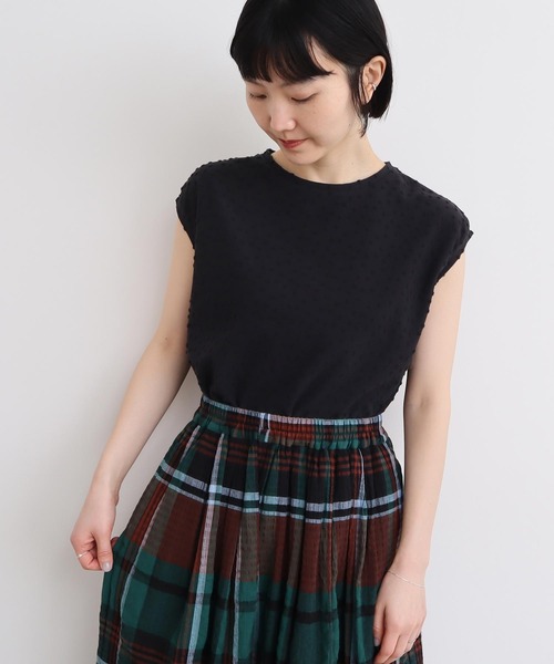 l'atelier du savon（アトリエドサボン）の「_小ドットパイル  フレンチT（Tシャツ/カットソー・レディース・サックスブルー/ブラック/オフホワイト・FREE）」の18枚目の写真