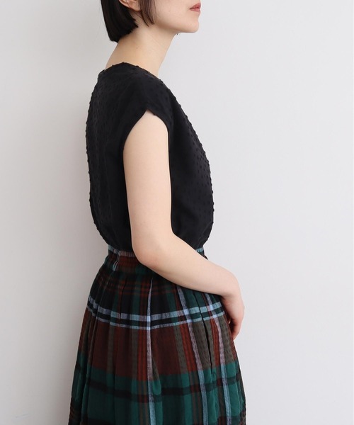 l'atelier du savon（アトリエドサボン）の「_小ドットパイル  フレンチT（Tシャツ/カットソー・レディース・サックスブルー/ブラック/オフホワイト・FREE）」の17枚目の写真