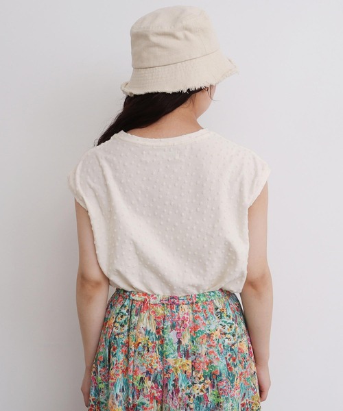 l'atelier du savon（アトリエドサボン）の「_小ドットパイル  フレンチT（Tシャツ/カットソー・レディース・サックスブルー/ブラック/オフホワイト・FREE）」の12枚目の写真