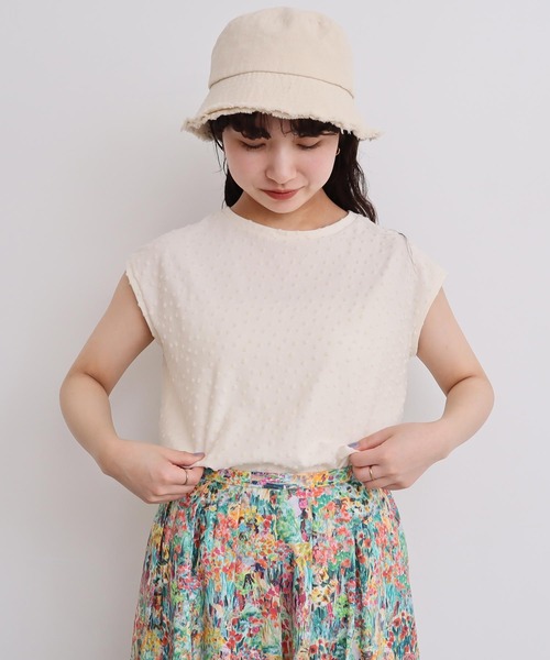 l'atelier du savon（アトリエドサボン）の「_小ドットパイル  フレンチT（Tシャツ/カットソー・レディース・サックスブルー/ブラック/オフホワイト・FREE）」の13枚目の写真