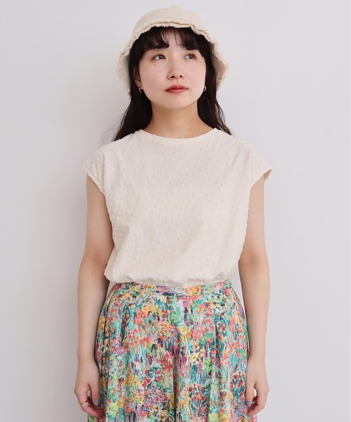 l'atelier du savon（アトリエドサボン）の「_小ドットパイル  フレンチT（Tシャツ/カットソー・レディース・サックスブルー/ブラック/オフホワイト・FREE）」の10枚目の写真