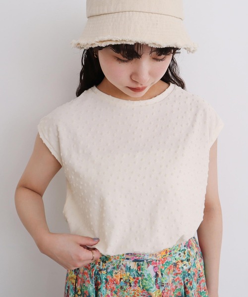 tシャツ 小ドットパイル　フレンチTシャツ レディース 小ドットパイル フレンチTシャツ（Tシャツ/カットソー）｜l