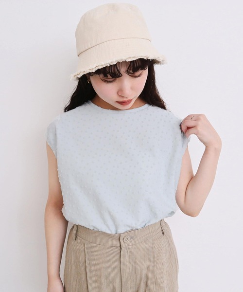 tシャツ 小ドットパイル　フレンチTシャツ レディース 小ドットパイル フレンチTシャツ（Tシャツ/カットソー）｜l
