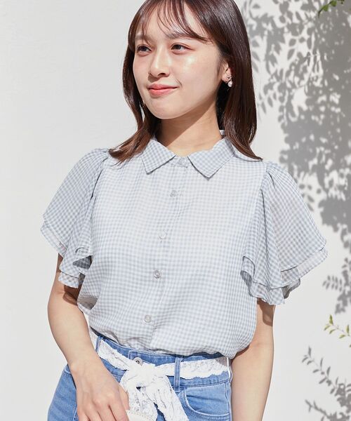 MAJESTIC LEGON（マジェスティックレゴン）の「2wayフリルスリーブブラウス（シャツ/ブラウス・レディース・グリーン系その他/ブルー系その他2/アイボリー/ホワイト系その他2/グレイッシュベージュ/ホワイト系その他3・MEDIUM）」の8枚目の写真