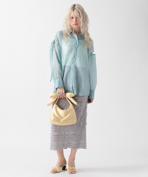 FOREVER 21（フォーエバー トゥエンティーワン）の「【2025SS】カットアウトシアーシャツ（シャツ/ブラウス・レディース・グリーン/ナチュラル/ブルー/ブラック・FREE）」の16枚目の写真