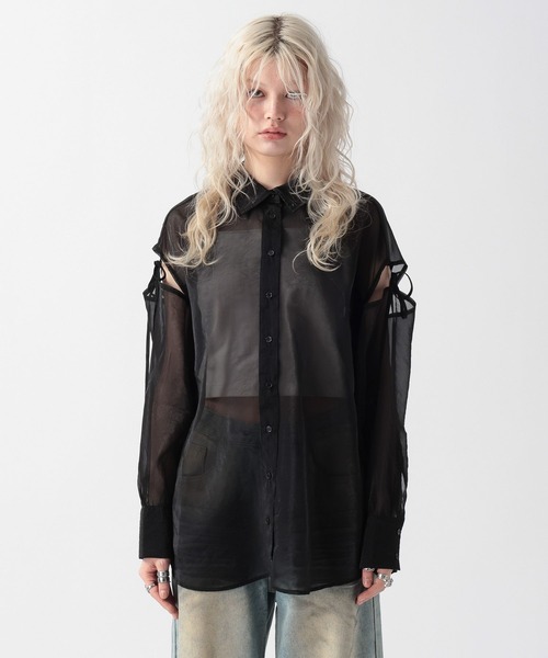 FOREVER 21（フォーエバー トゥエンティーワン）の「【2025SS】カットアウトシアーシャツ（シャツ/ブラウス・レディース・グリーン/ナチュラル/ブルー/ブラック・FREE）」の19枚目の写真