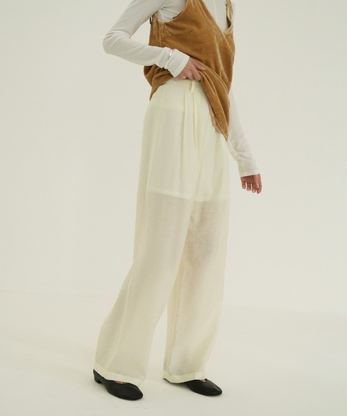 パンツ CLANE SHEER STRAIGHT PANTS 21SS先行予約アイテム紹介Part5】透け感のある素材で大人の肌