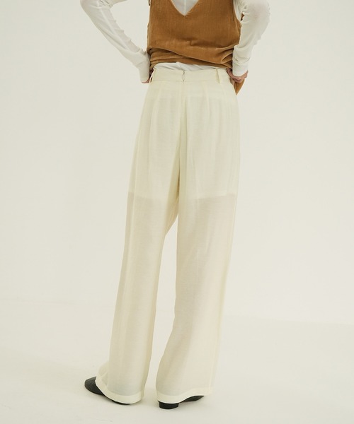 CLANE（クラネ）の「SHEER STRAIGHT PANTS（その他パンツ・レディース・ブラウン/アイボリー・0/1/2）」の13枚目の写真