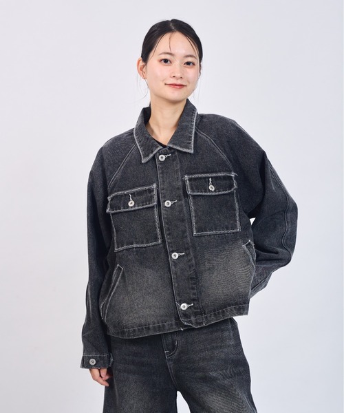CREO STORE｜クレオストアのデニムジャケット（グレー/灰色系・ボタン