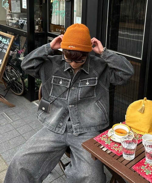 CIASU(シアス)の「ギザステッチウォッシュドデニムジャケット(デニムジャケット・メンズ・グレー/ブルー・MEDIUM/LARGE)」の4枚目の写真