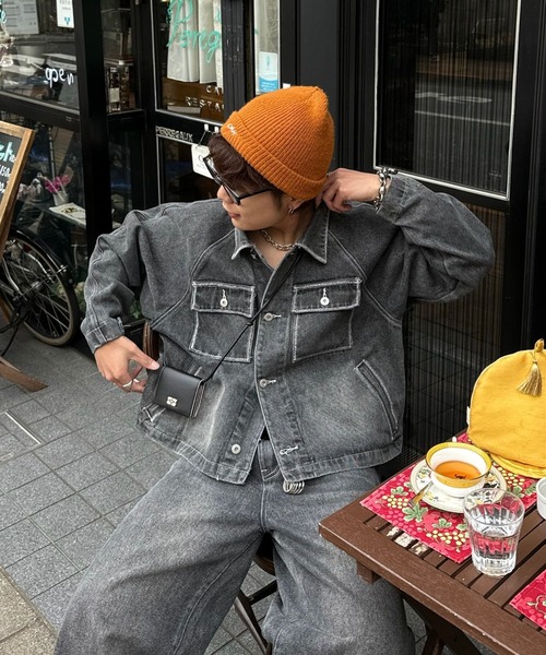 CIASU(シアス)の「ギザステッチウォッシュドデニムジャケット(デニムジャケット・メンズ・グレー/ブルー・MEDIUM/LARGE)」の5枚目の写真