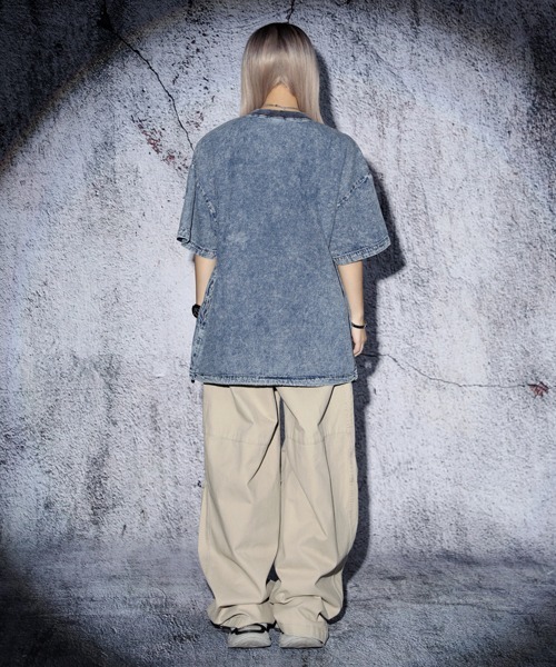 セール】EFFECTION // chemical wash cross embroidery