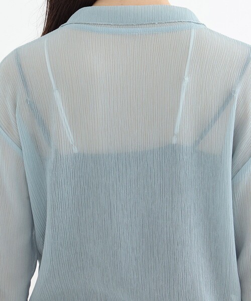 UNITED TOKYO（ユナイテッドトウキョウ）の「【残りわずか！】クレープシアーフロントタックカーディガン｜ウォッシャブル/シアートップス/冷房対策/秋服（カーディガン/ボレロ・レディース・ライトブルー/ホワイト・FREE）」の14枚目の写真