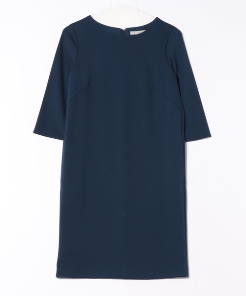 黒の七分袖ワンピース レース七分袖×ダマスク柄ワンピースドレス結婚式ワンピース