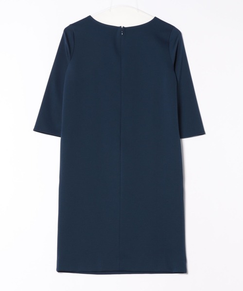 ★専用★ 濃紺アザミ柄 コーマー地反物 ラッフル袖 ローウエストワンピース セール】七分袖ワンピース【低身長・小柄女性向け】（ワンピース）｜ST