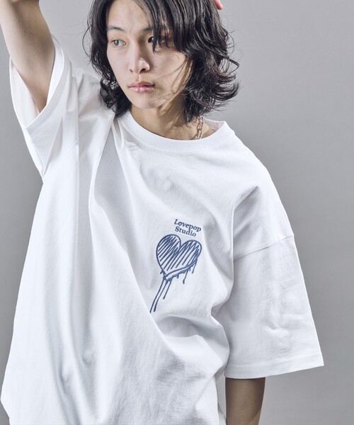 タグ付き新品未使用　JUSGLITTY ハート刺繍クロップドカットソー ハート柄刺繍Tシャツ【メール便可／90】 | titivate