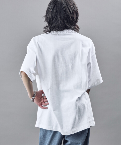PUBLUX(パブリュクス)の「PUBLUX/パブリュクス Lovepop studio ハート胸ロゴ刺繍Tシャツ(限定展開)(UNISEX)(Tシャツ/カットソー・メンズ・ブラック/ライトグレー/オフホワイト・SMALL/MEDIUM/LARGE)」の7枚目の写真
