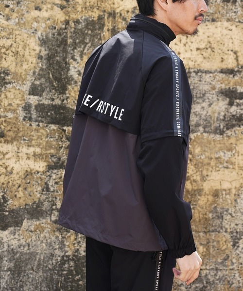 LUXE/R GOLF（ラグジュ ゴルフ）の「(RM)【LUXE/R GOLF】2レイヤー バイカラー ブルゾン+パンツ[肘・膝部分取り外し可能]（ナイロンジャケット・メンズ・ブラック×グレー/ブラック×ベージュ・L/XL/M）」の3枚目の写真