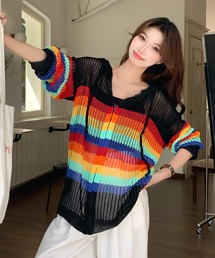 MONO8（モノハチ）の「透かし編み レインボーニット（ニット/セーター）」