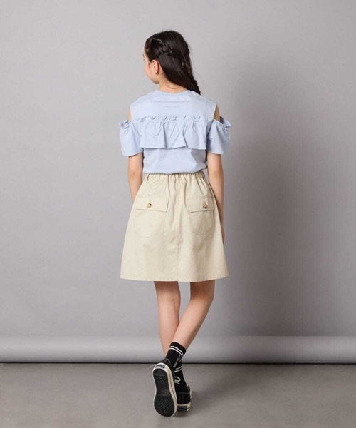 a.v.v（アーヴェヴェ）の「[120-130]ベイカーポケットスカート（スカート・キッズ・ダークインディゴブルー/ベージュ・120/130）」の9枚目の写真