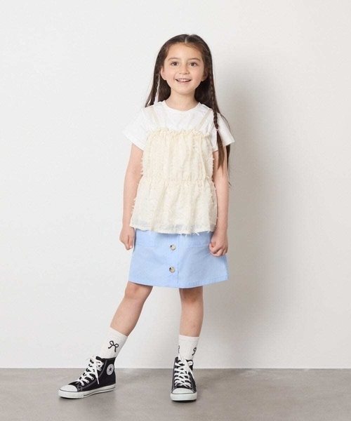 a.v.v（アーヴェヴェ）の「[120-130]ベイカーポケットスカート（スカート・キッズ・ダークインディゴブルー/ベージュ・120/130）」の14枚目の写真