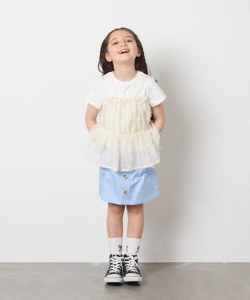 a.v.v（アーヴェヴェ）の「[120-130]ベイカーポケットスカート（スカート・キッズ・ダークインディゴブルー/ベージュ・120/130）」の16枚目の写真