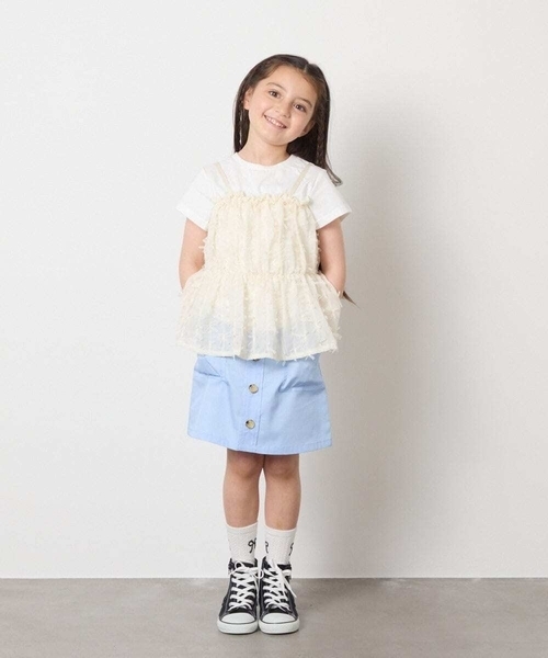 a.v.v（アーヴェヴェ）の「[120-130]ベイカーポケットスカート（スカート・キッズ・ダークインディゴブルー/ベージュ・120/130）」の17枚目の写真