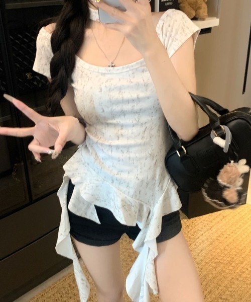 Sibra（シブラ）の「アシンメトリーフリルトップス（Tシャツ/カットソー・レディース・ホワイト・M）」の6枚目の写真