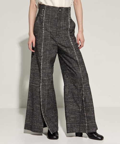 STUDIOUS レザーベルト付きフレアトラウザーズ Sサイズ Leather Belted Flare Trousers(1 BLACK): STUDIOUS: WOMENS