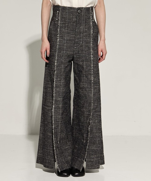 STUDIOUS レザーベルト付きフレアトラウザーズ Sサイズ SLACKS