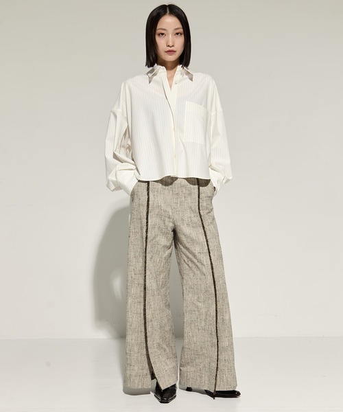 STUDIOUS（ステュディオス）の「【STUDIOUS/ステュディオス】Silk Nep Flare Trousers/シルクネップフレアトラウザー（スラックス・レディース・ブラック/ベージュ・2/1）」の20枚目の写真