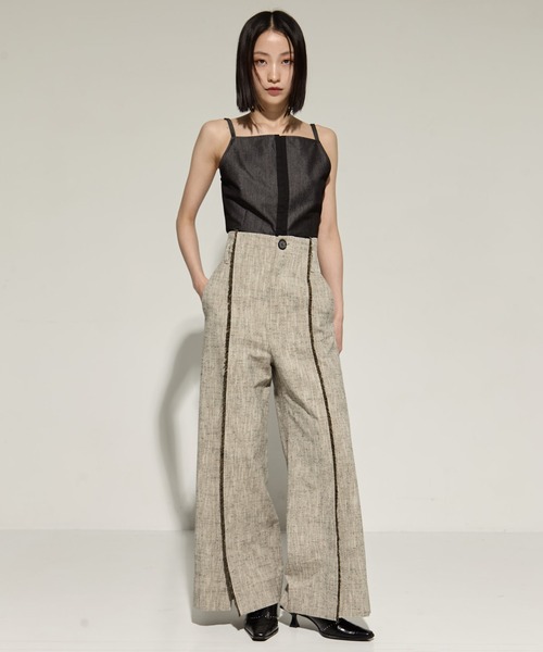 STUDIOUS（ステュディオス）の「【STUDIOUS/ステュディオス】Silk Nep Flare Trousers/シルクネップフレアトラウザー（スラックス・レディース・ブラック/ベージュ・2/1）」の17枚目の写真