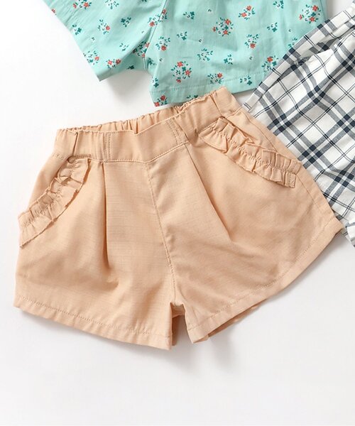apres les cours（アプレレクール）の「【WEB限定/ジュニア対応】デイリーショートパンツ（その他パンツ・キッズ・ベージュ/チャコール/チェック/ラベンダー/ミント・100/120/90/80/110/130/140）」の3枚目の写真