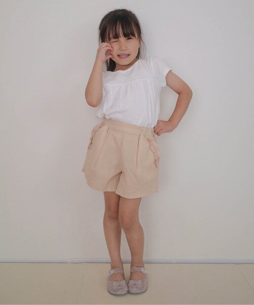 apres les cours（アプレレクール）の「【WEB限定/ジュニア対応】デイリーショートパンツ（その他パンツ・キッズ・ベージュ/チャコール/チェック/ラベンダー/ミント・100/120/90/80/110/130/140）」の8枚目の写真