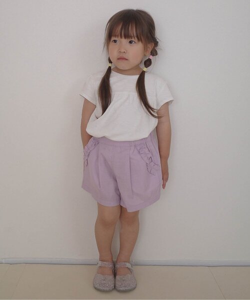 apres les cours（アプレレクール）の「【WEB限定/ジュニア対応】デイリーショートパンツ（その他パンツ・キッズ・ベージュ/チャコール/チェック/ラベンダー/ミント・100/120/90/80/110/130/140）」の10枚目の写真