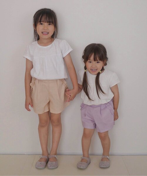 apres les cours（アプレレクール）の「【WEB限定/ジュニア対応】デイリーショートパンツ（その他パンツ・キッズ・ベージュ/チャコール/チェック/ラベンダー/ミント・100/120/90/80/110/130/140）」の12枚目の写真