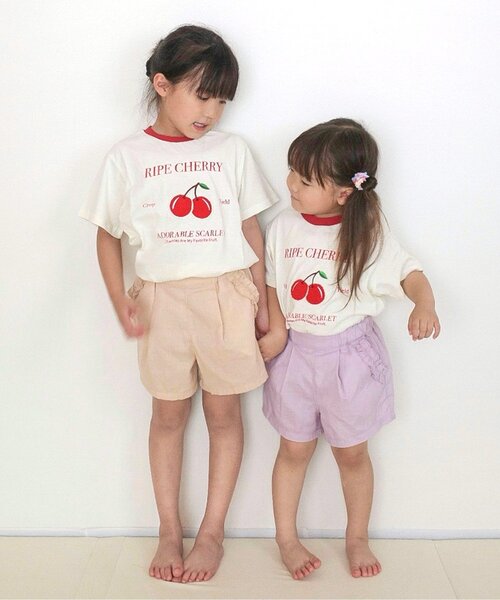 apres les cours（アプレレクール）の「【WEB限定/ジュニア対応】デイリーショートパンツ（その他パンツ・キッズ・ベージュ/チャコール/チェック/ラベンダー/ミント・100/120/90/80/110/130/140）」の14枚目の写真