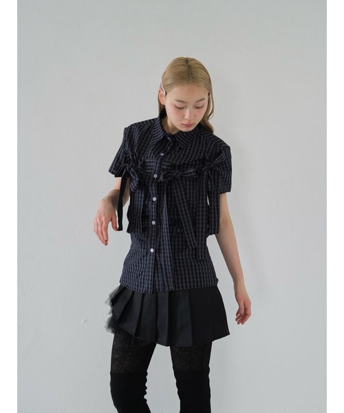 Uenui（ウニュイ）の「w ribbon check blouse（その他トップス・レディース・ネイビー・FREE）」の22枚目の写真